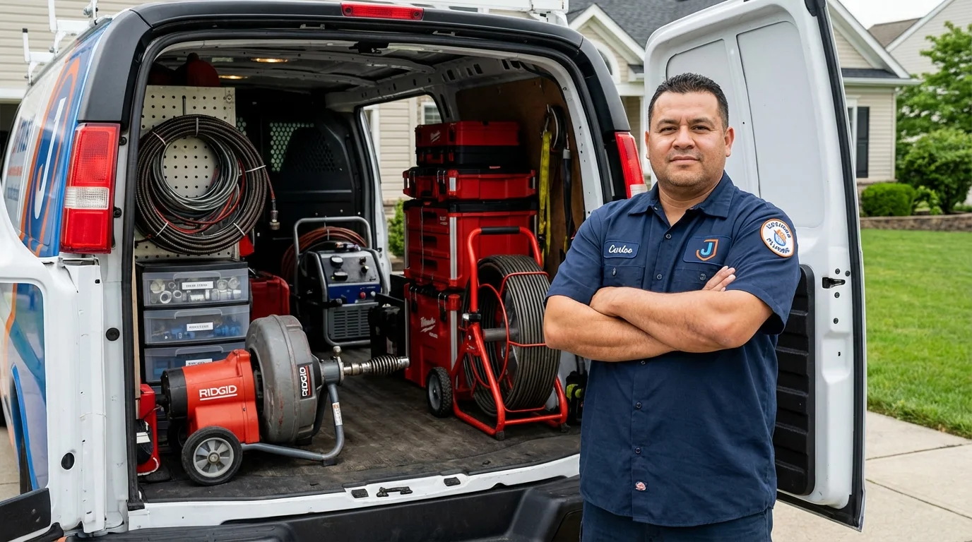 Professional drain cleaning equipment and Johns Plumbing LLC plumber in Ossining
