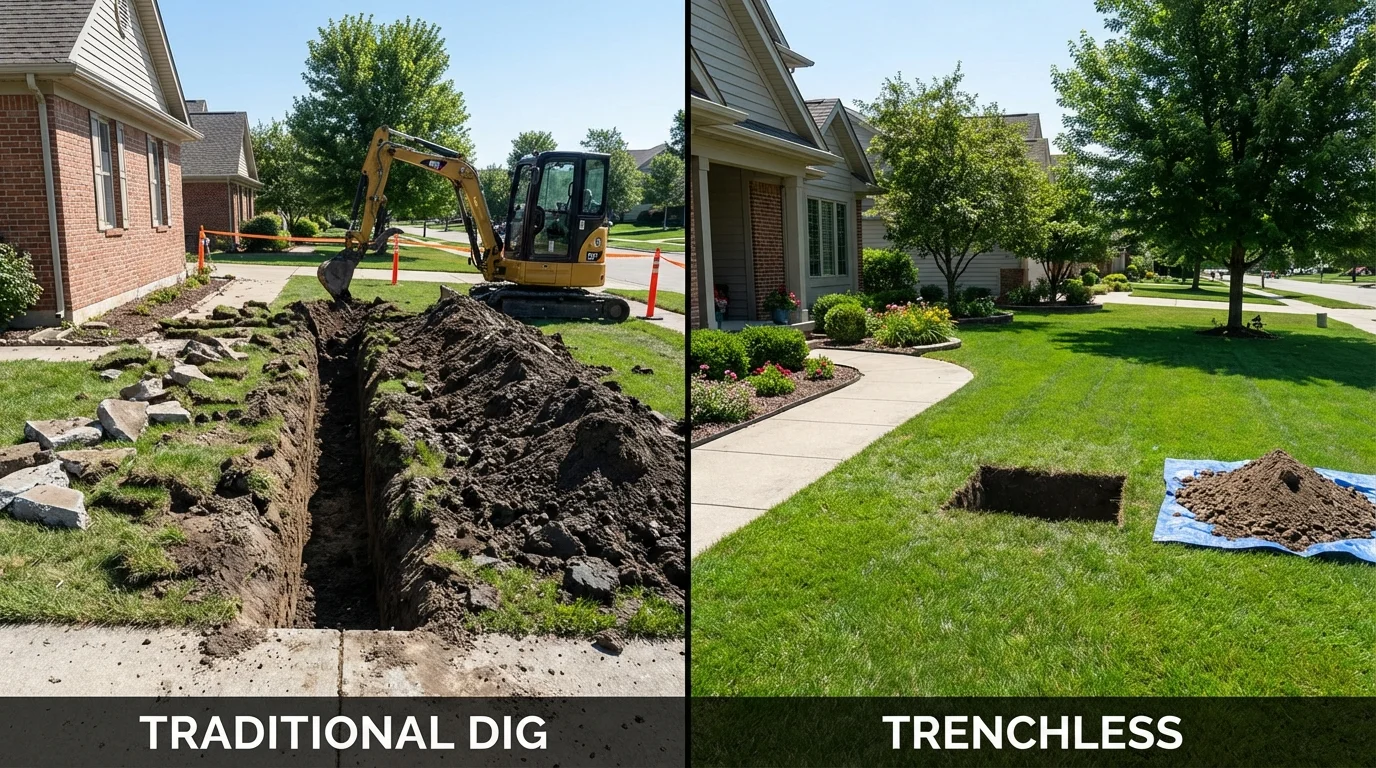 Trenchless sewer repair with minimal yard damage versus traditional excavation in Ossining, NY